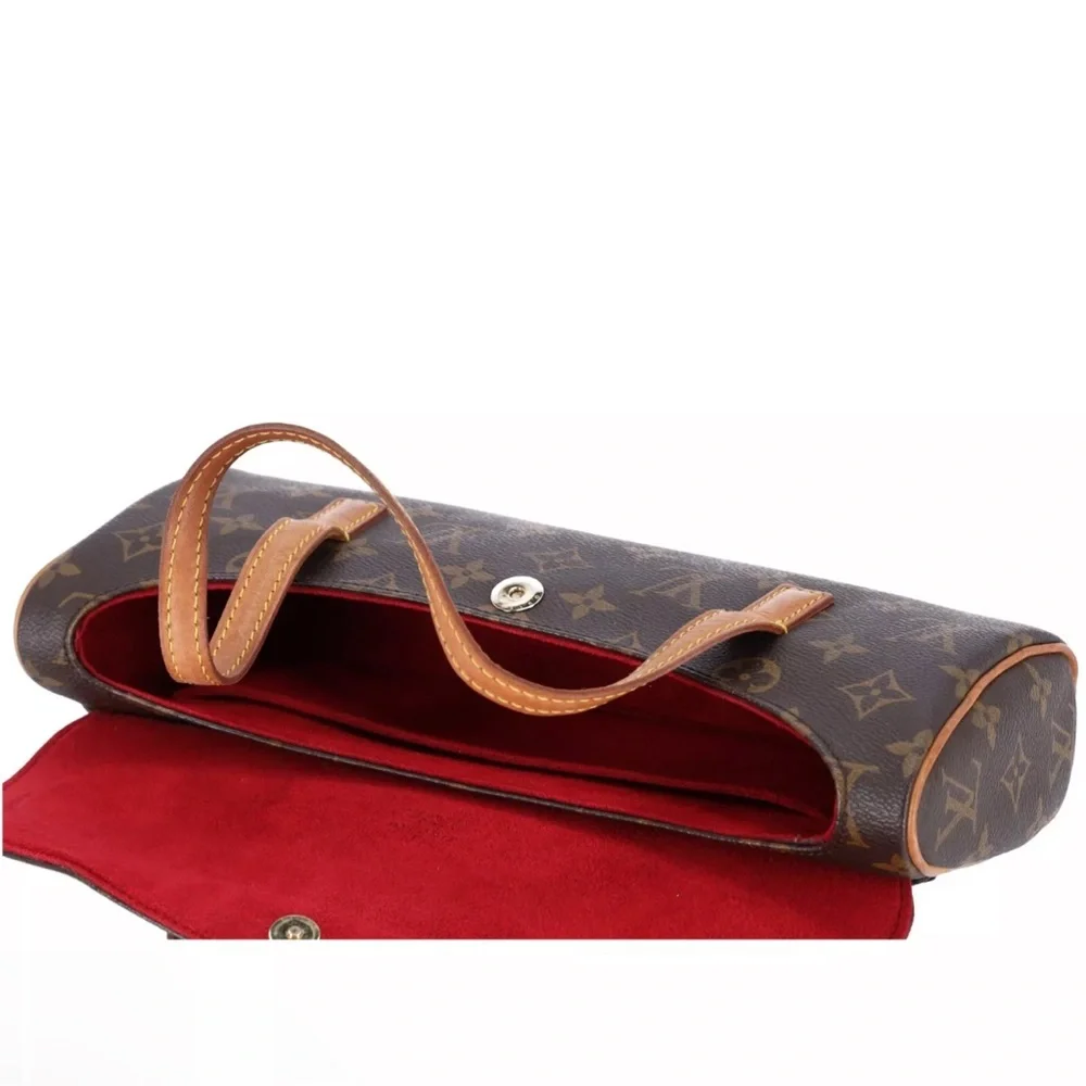 Louis Vuitton Sonatine M51902 Monogram Canvas Handbag Flap Satchel Brown